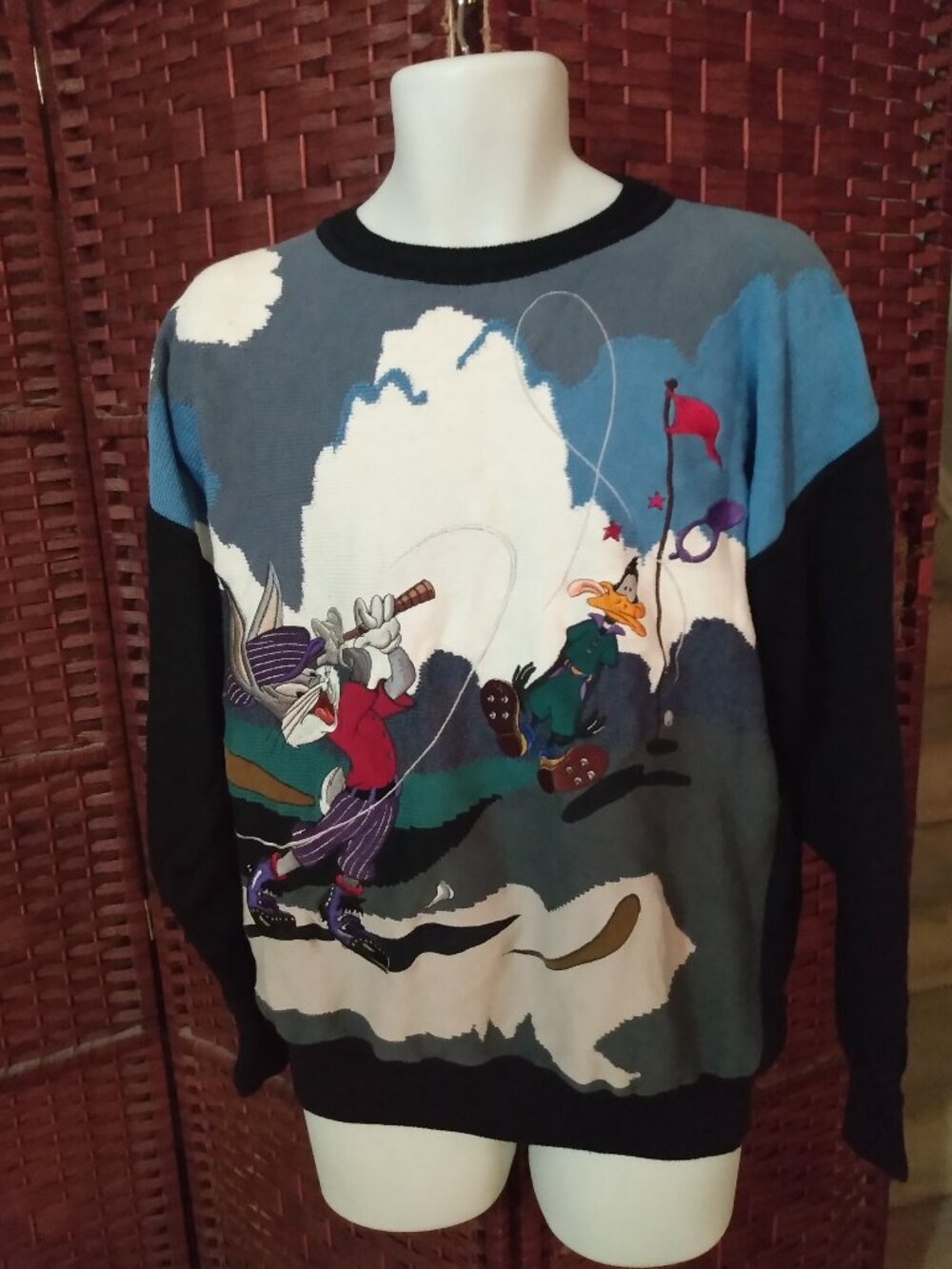 Vintage Looney Tunes Limited Edition Sweater Bugs Bunny Golf Daffy Duck 90s